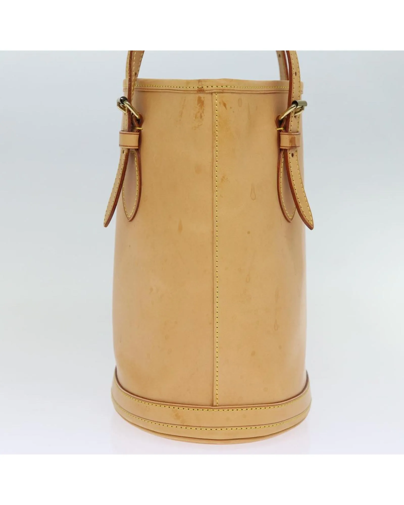 Nomad Leather Bucket Shoulder Bag Beige