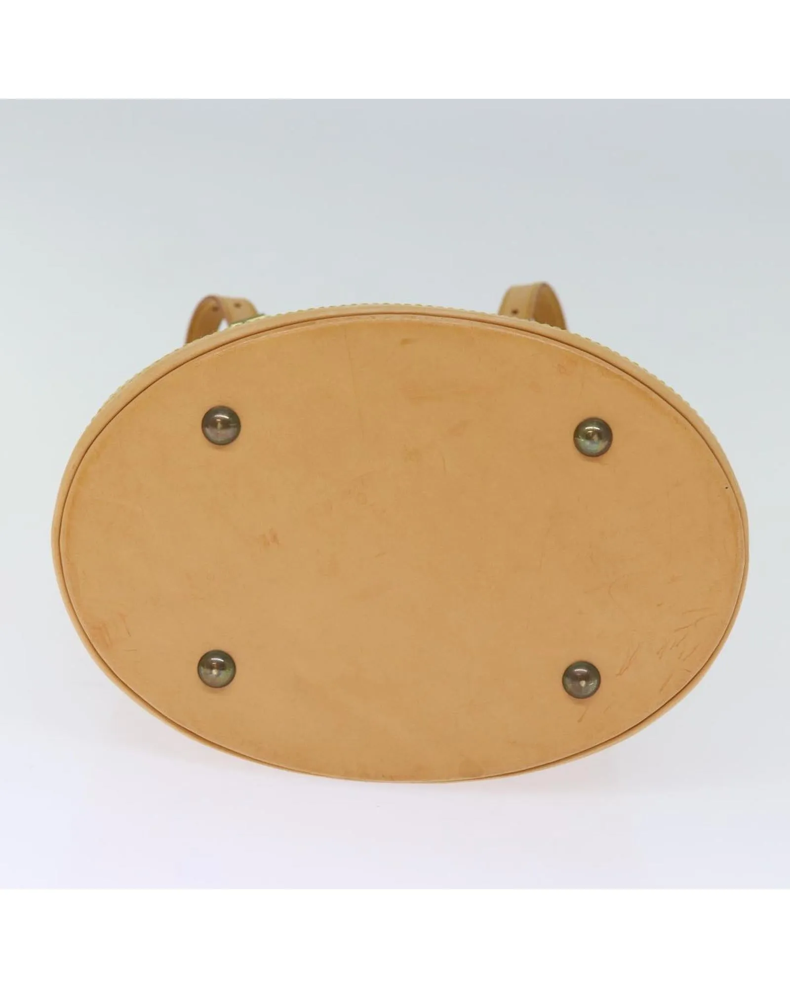 Nomad Leather Bucket Shoulder Bag Beige