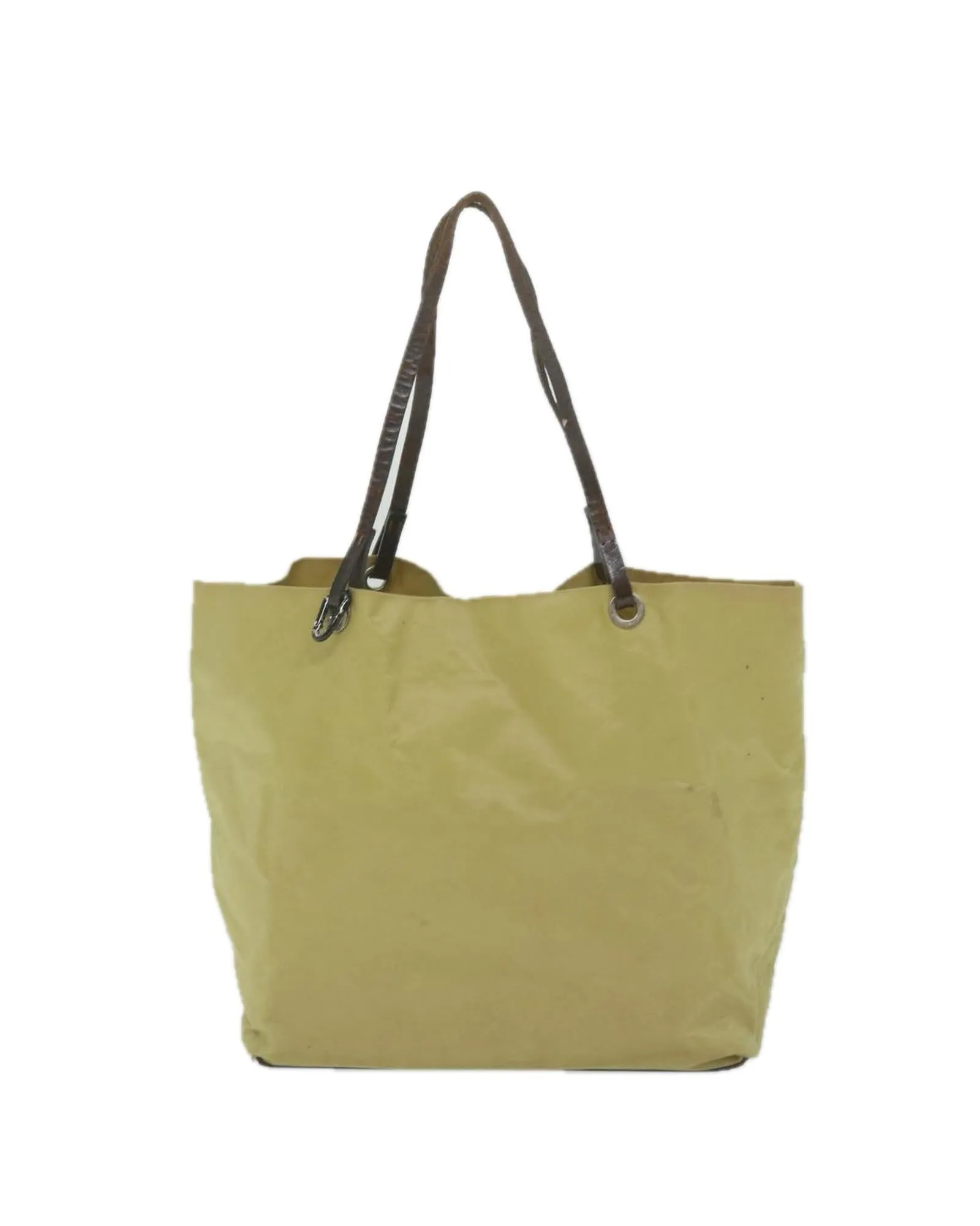 Nylon Tote Bag with Multiple Compartments - Beige