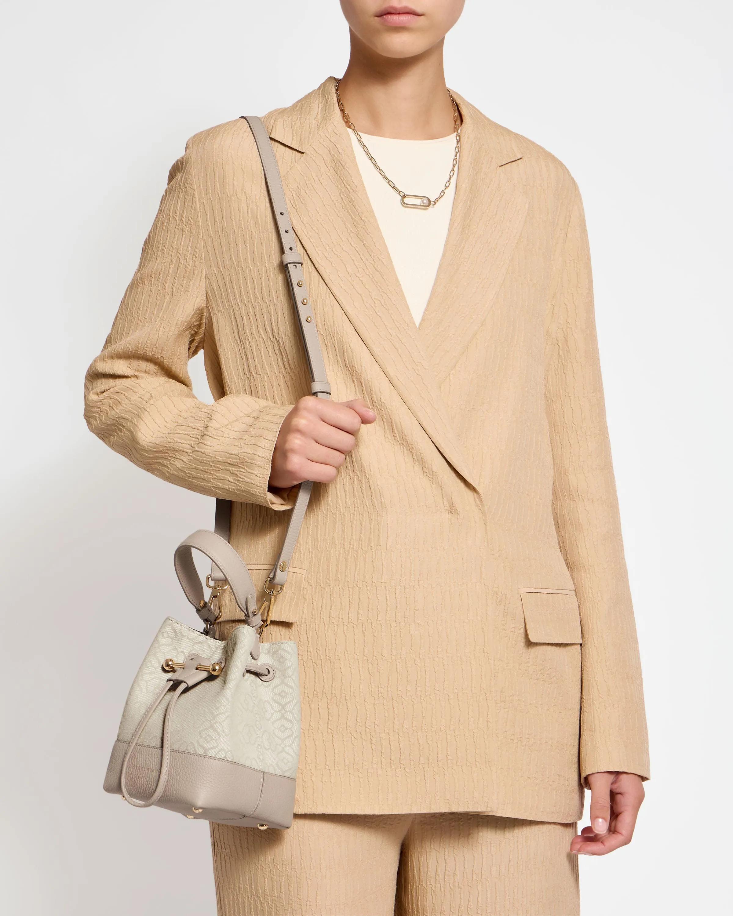 Osette - Monogram Jacquard/Leather Oat/Mushroom