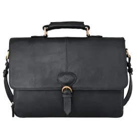 Parker Leather Medium Briefcase in Black