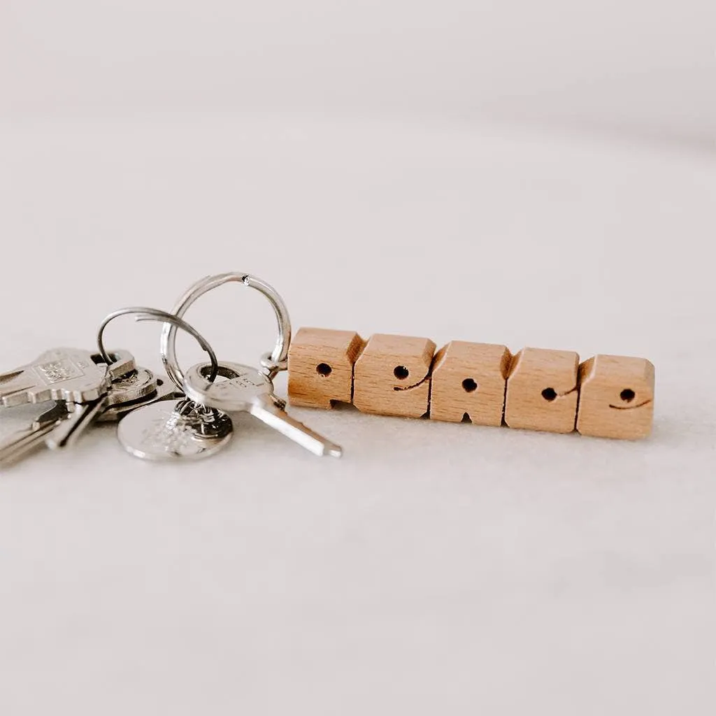 PEACE Wood Keychain