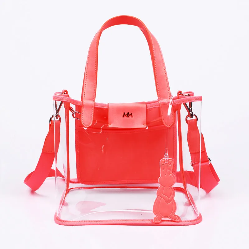 pino summer neon pink clear shoulder bag