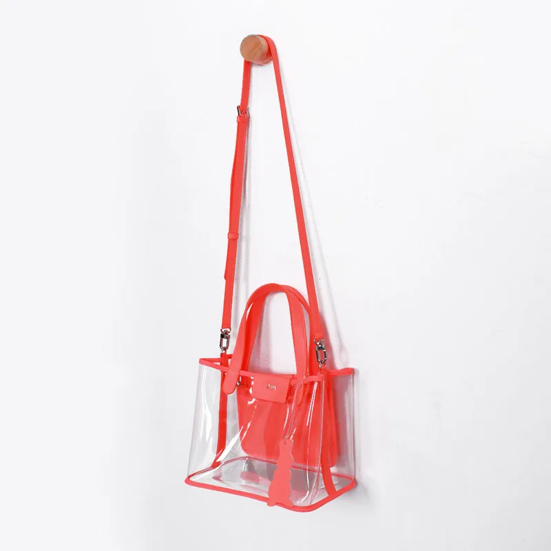 pino summer neon pink clear shoulder bag