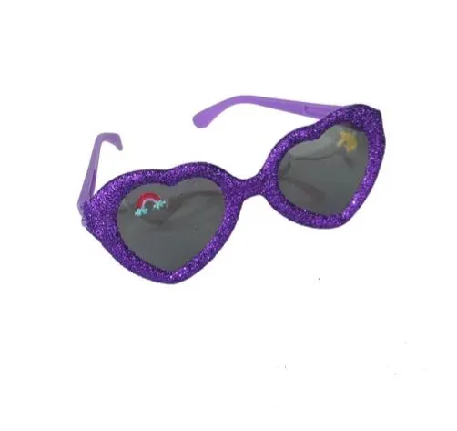 Purple Glitter Heart Glasses - 8 Pkt