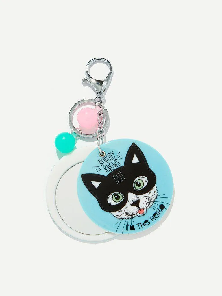 Random Color Ball Cat Round Keychain