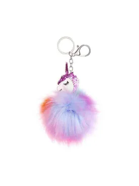 Random Color Pom Pom Unicorn Keychain