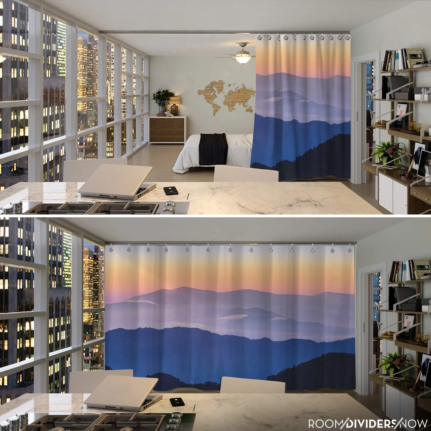 Room/Dividers/Now Premium Room Divider Curtain - Misty Mountains