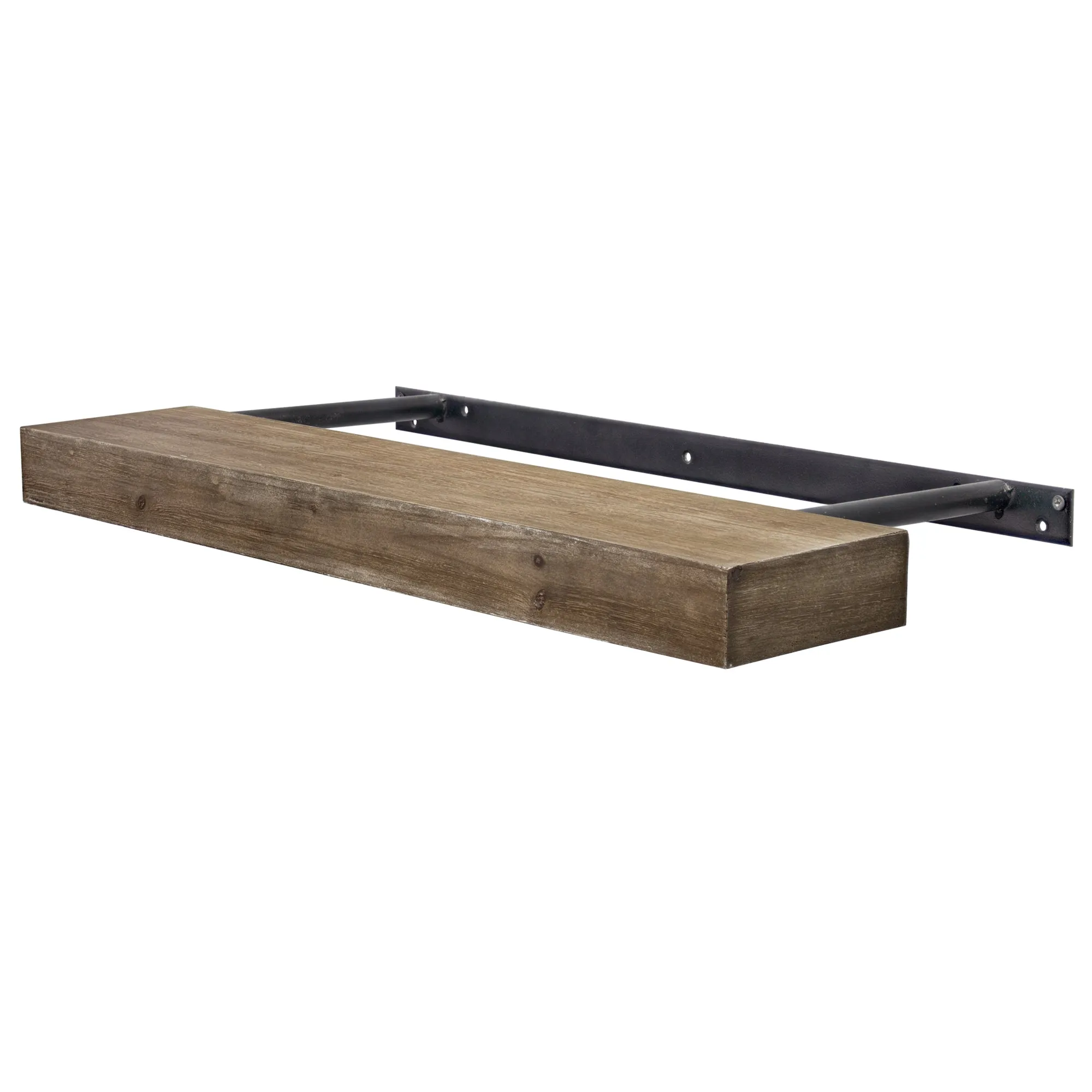 Rustic Wood Floating Wall Shelf - Large/Walnut Brown