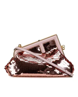 Sequin Embellished Lambskin Leather Bag with Detachable Strap