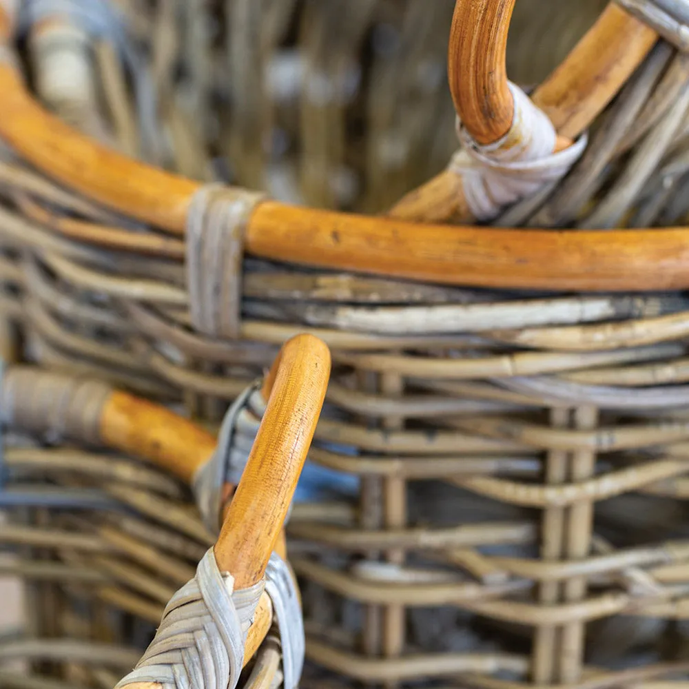 Set of Three Round Kubu Rattan Storage Baskets