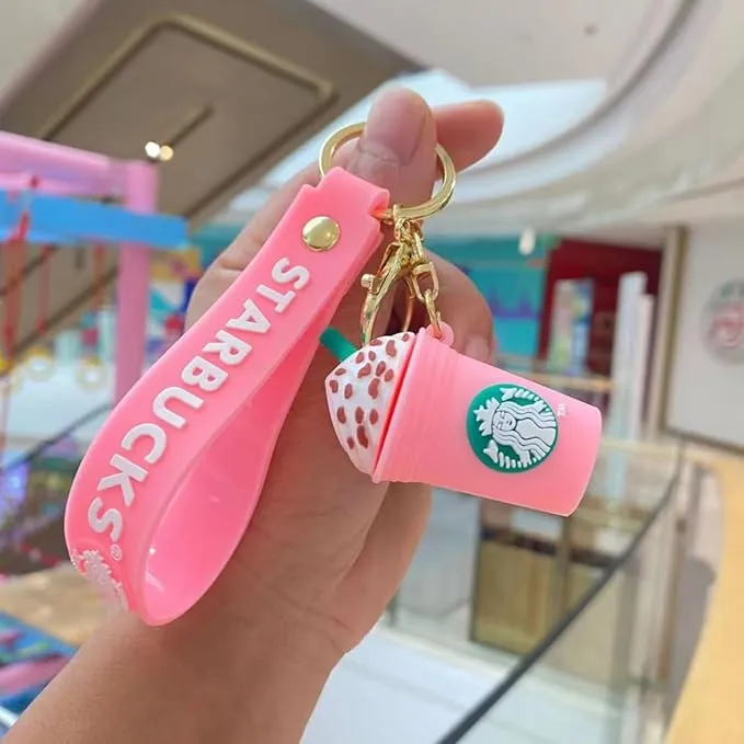 Star Bucks Ice Coffee Pink Mug | Silicone Lanyard | Keychain