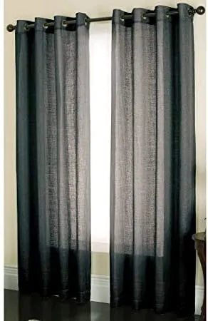 Style Selections Bernard 84-in Black Polyester Light Filtering Single Curtain Panel