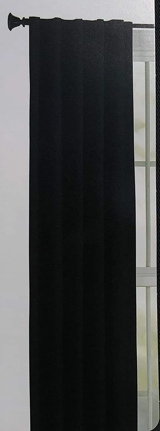 Style Selections Bernard 84-in Black Polyester Light Filtering Single Curtain Panel