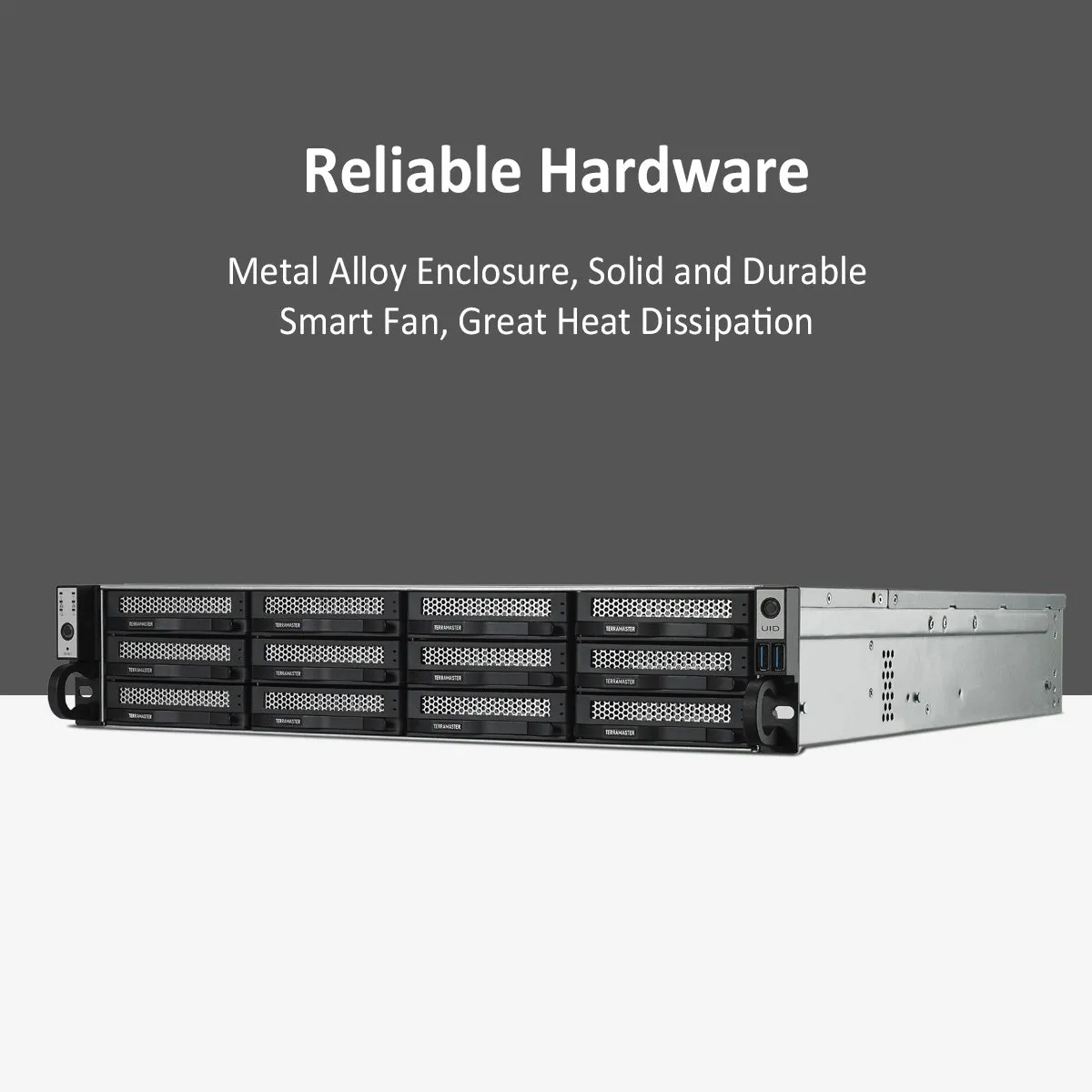 TERRAMASTER U12-423 12-Bay Rackmount NAS with Intel Quad-core CPU, 4GB DDR4, 2.5GbE Port x 2, Network Storage Server (Diskless)