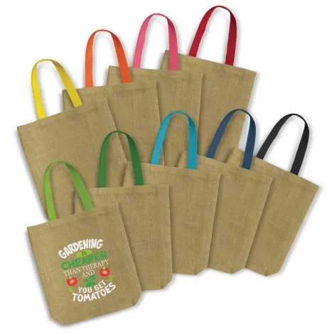 Thera Jute Tote Bag Coloured Handles