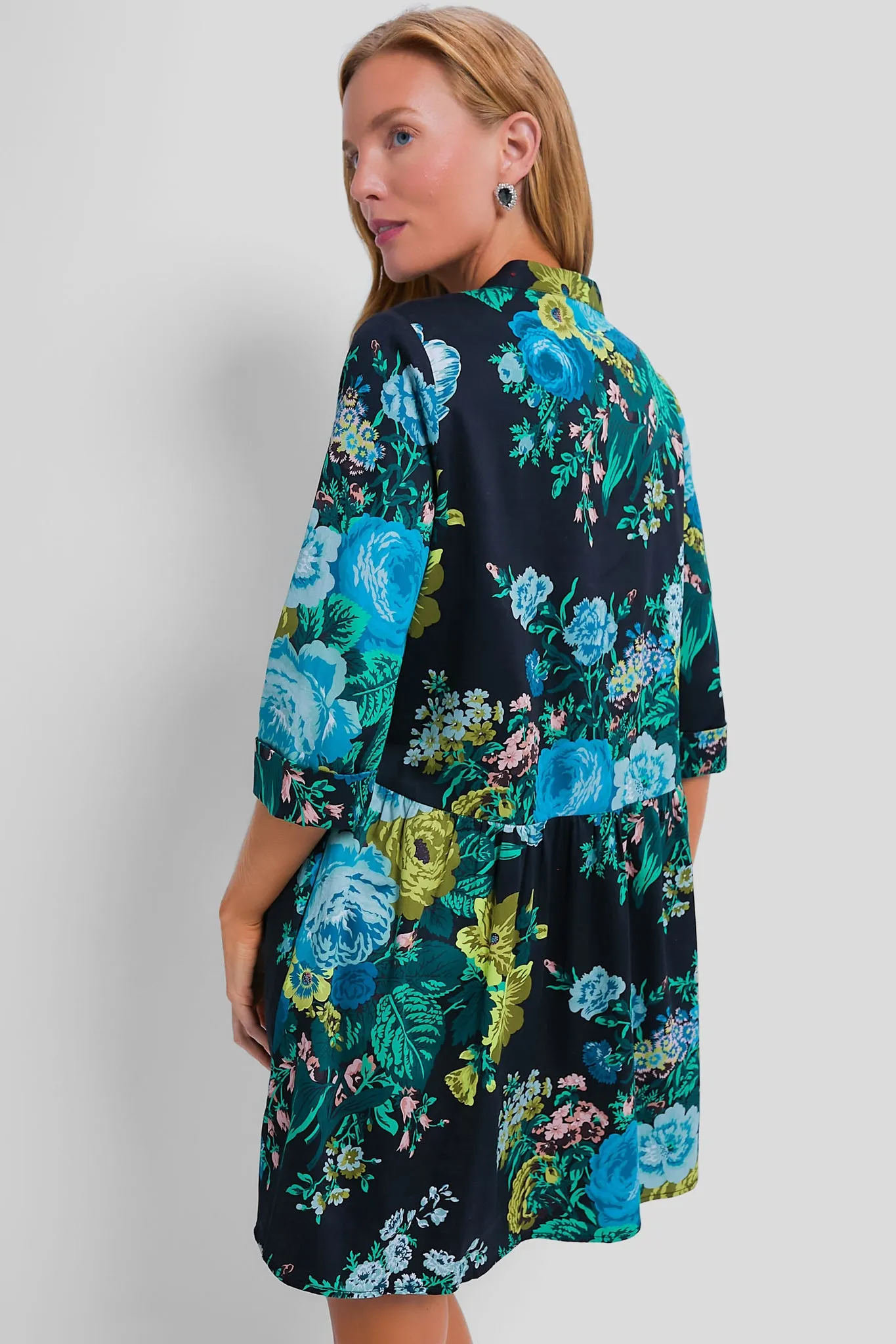 Verdant Floral Royal Shirt Dress