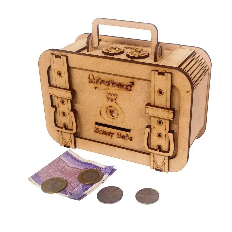 Wooden Money Safe - Briefcase Style