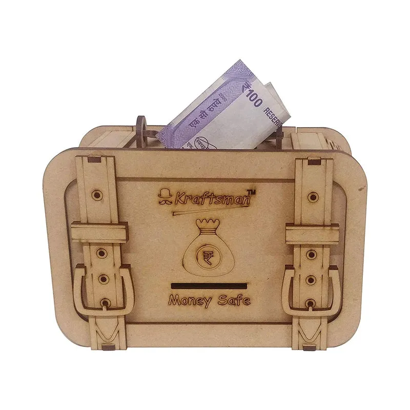 Wooden Money Safe - Briefcase Style