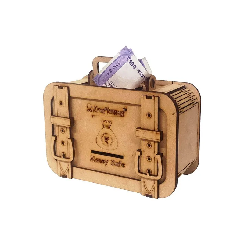 Wooden Money Safe - Briefcase Style