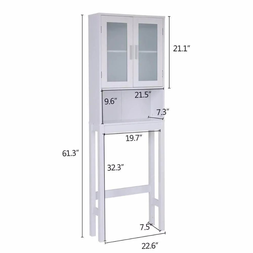 Wooden Over Toilet High Storage Cabinet Spacesaver Organizer