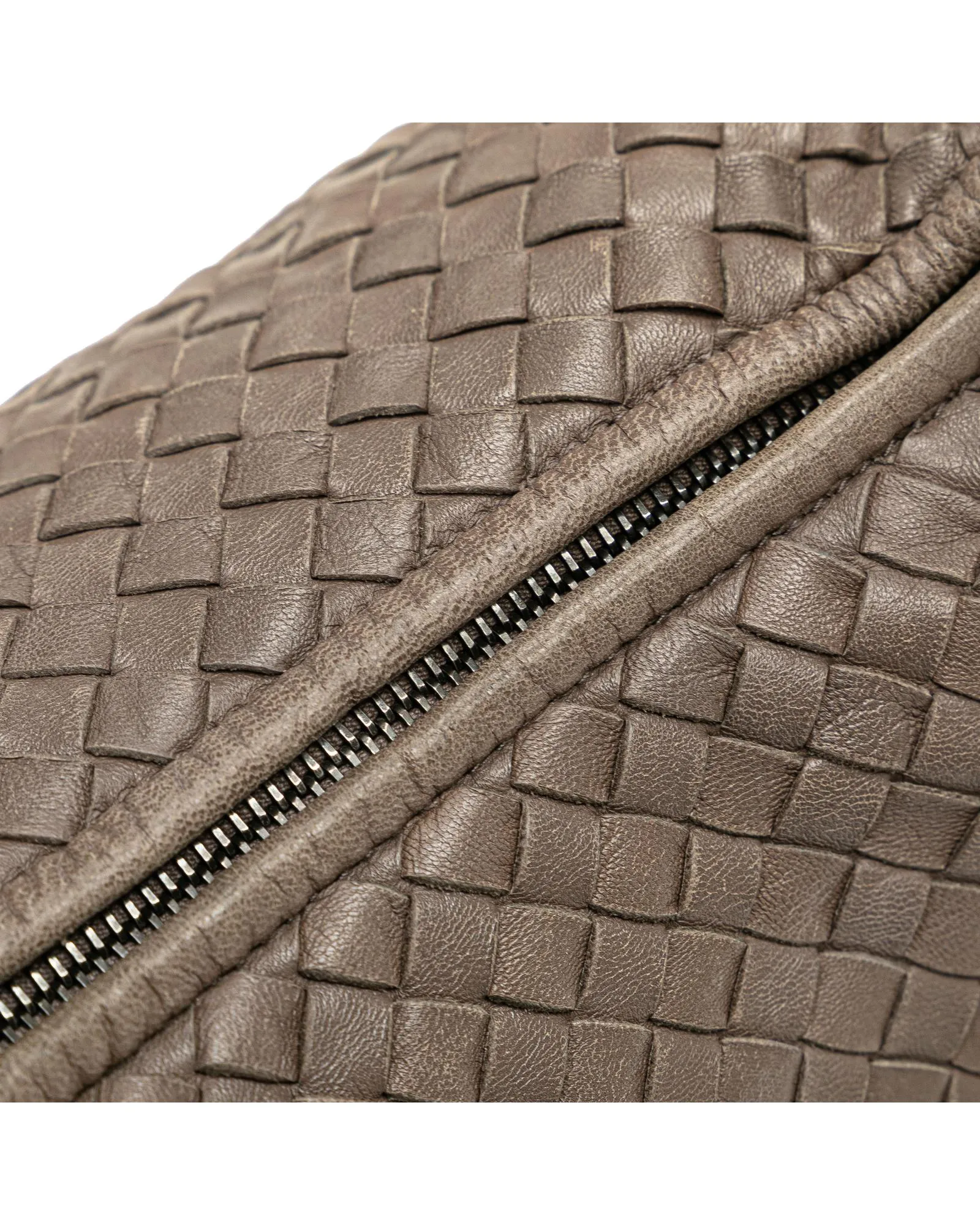 Woven Leather Hobo Bag with Top Zip Closure