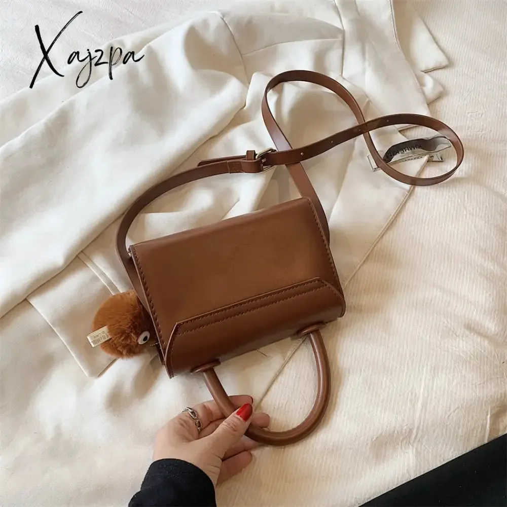 Xajzpa - 2 Size Trend Chocolate Plaid PU Leather Shoulder Crossbody Bags for Women Designer Brand Female Short Handle Handbags and Purses