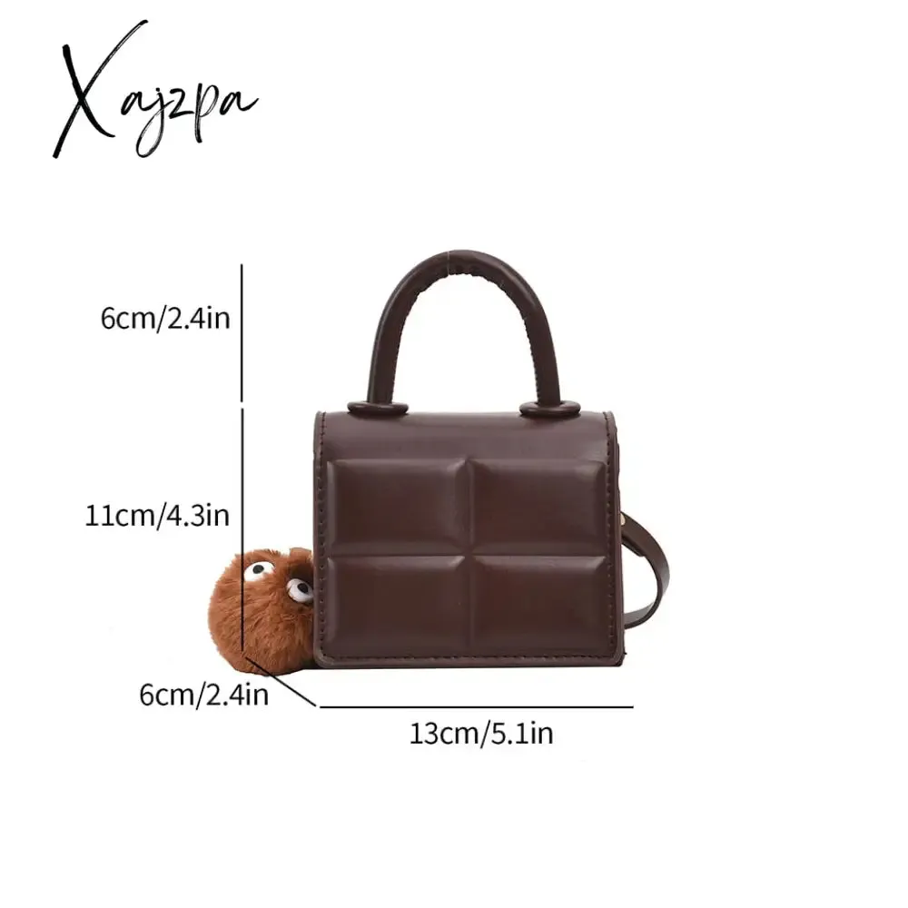 Xajzpa - 2 Size Trend Chocolate Plaid PU Leather Shoulder Crossbody Bags for Women Designer Brand Female Short Handle Handbags and Purses