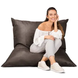 XL Pillow Beanbag - Distressed Leather Natural Slate