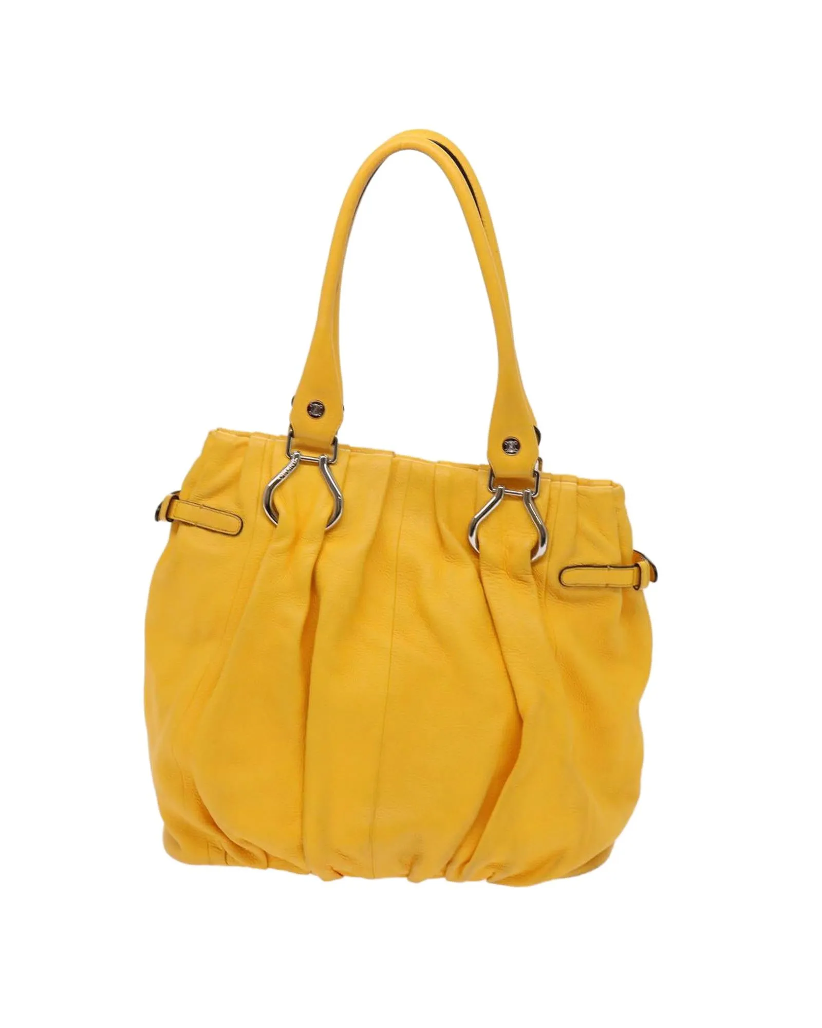 Yellow Leather Tote Bag with Accessories - Rank C