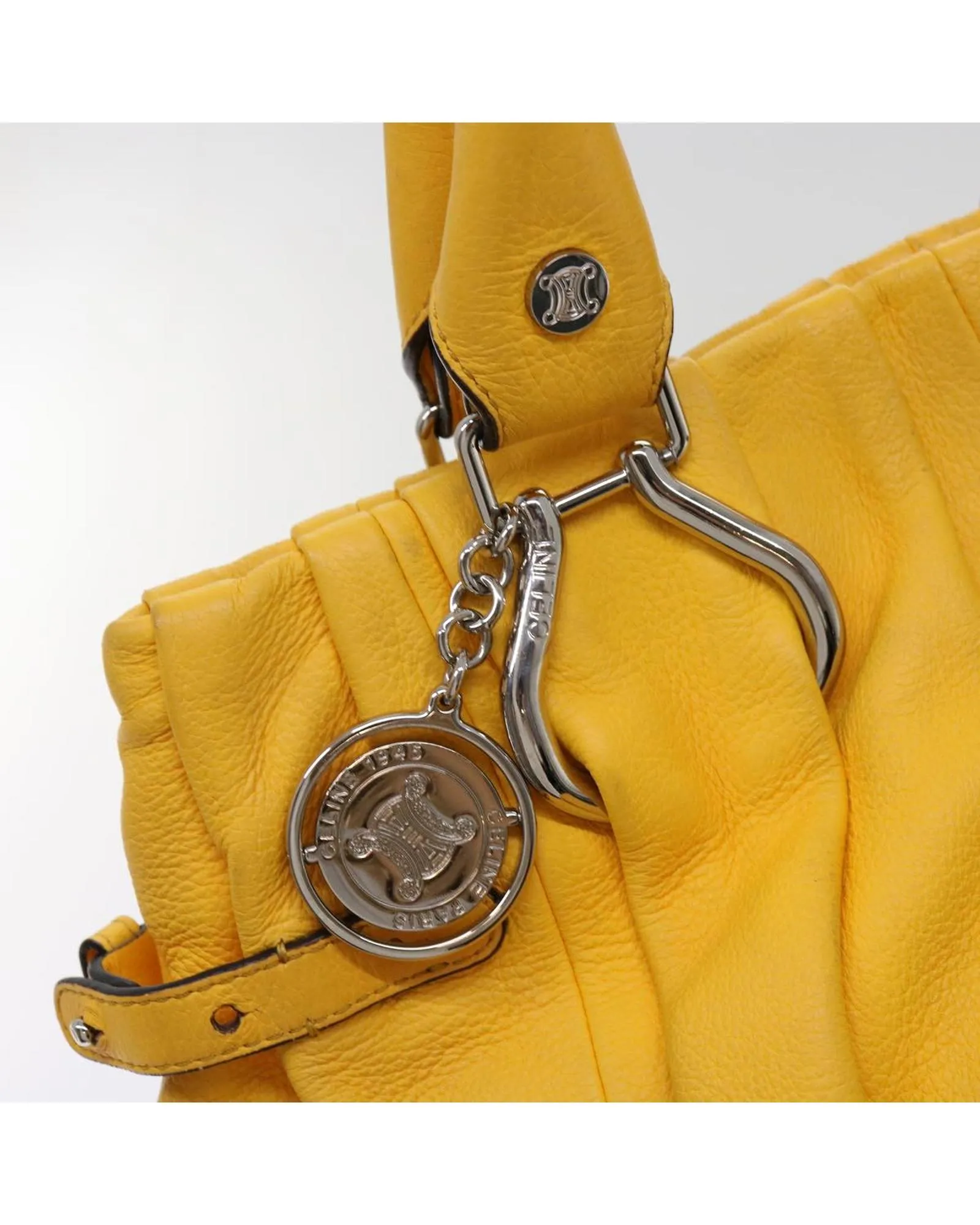 Yellow Leather Tote Bag with Accessories - Rank C