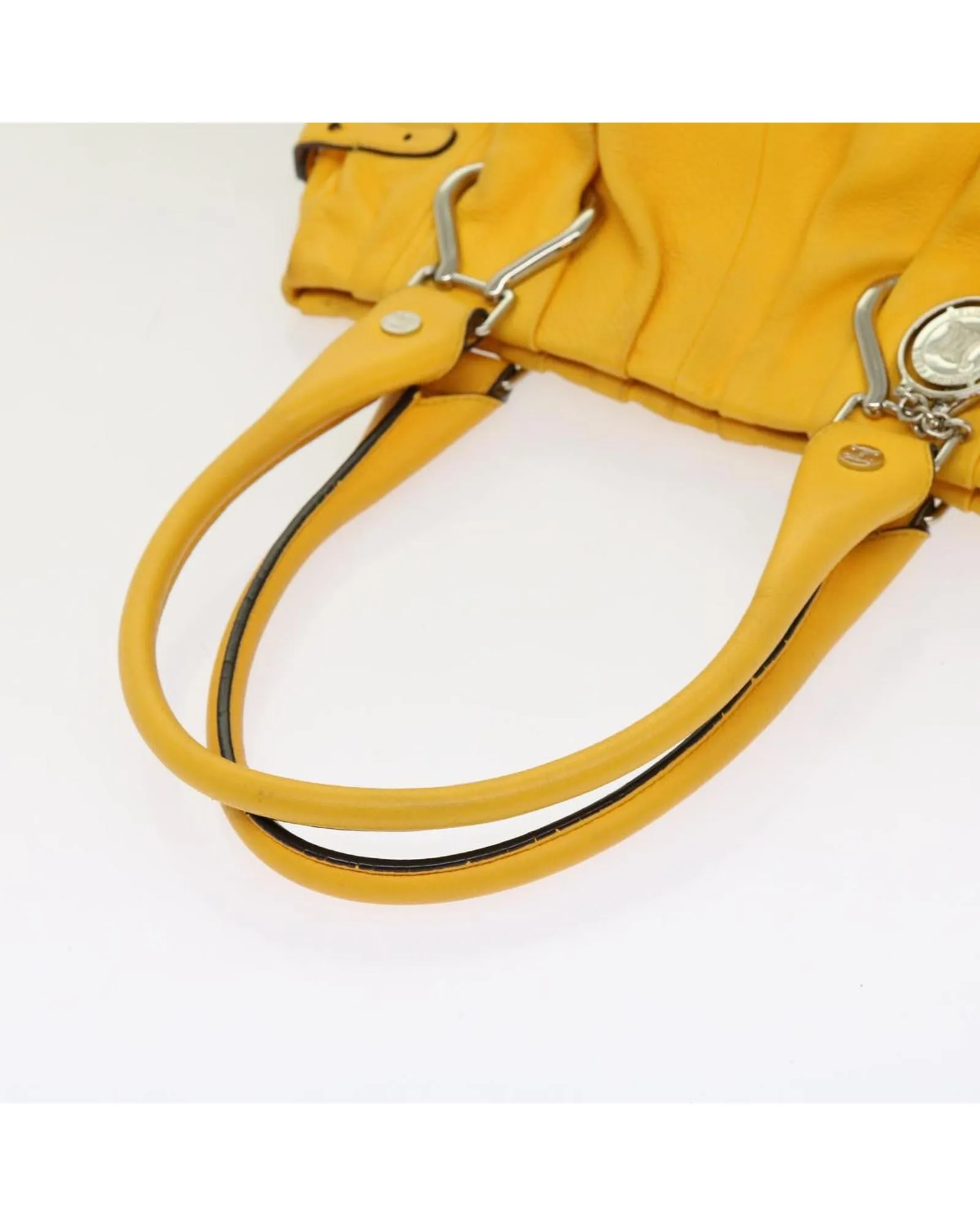 Yellow Leather Tote Bag with Accessories - Rank C