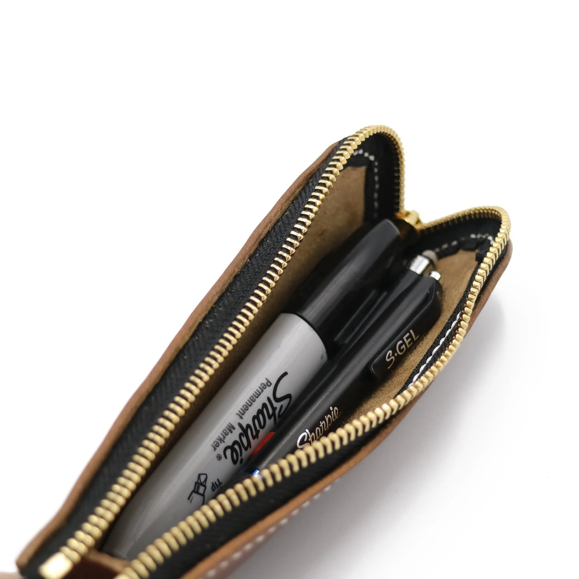 Zippered Pen and Pencil Case - Oxford Xcel Leather