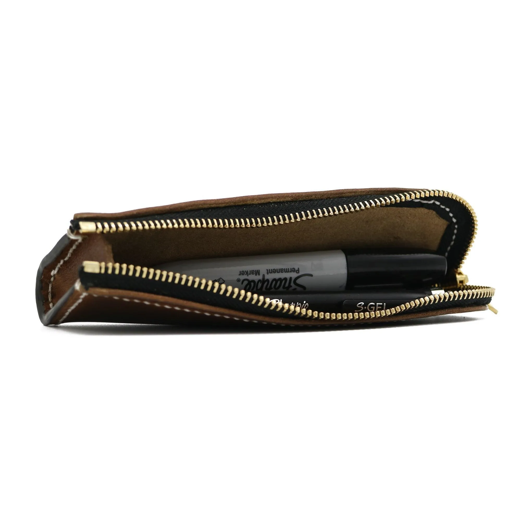 Zippered Pen and Pencil Case - Oxford Xcel Leather